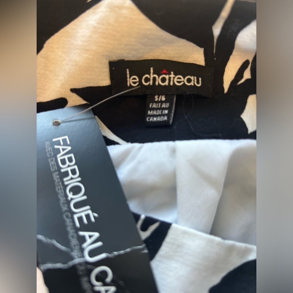 NWT Vintage Deadstock Le Chateau Cotton Black & White Leaf Print Skirt Size S - Picture 4 of 8